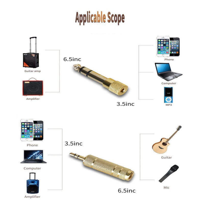 SUNYIN Amp Cord for Electric Guitar,30-Feet Acoustic Guitar Cable,Straight to Right Angle Guitar Amp Cord with Gold Plated 3.5mm&6.5mm Stereo Adapter,Audio Cable,4 Picks - Image 5
